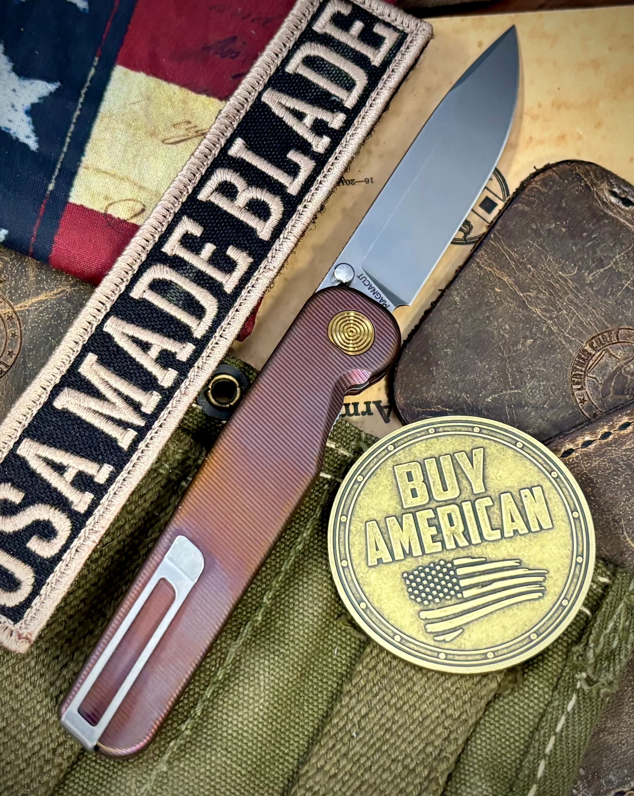 Antique Bronze with Bronze Hardware Anodized Tactile Knives Rockwall Thumbstud Ti Liner Lock in Magnacut - Image 2