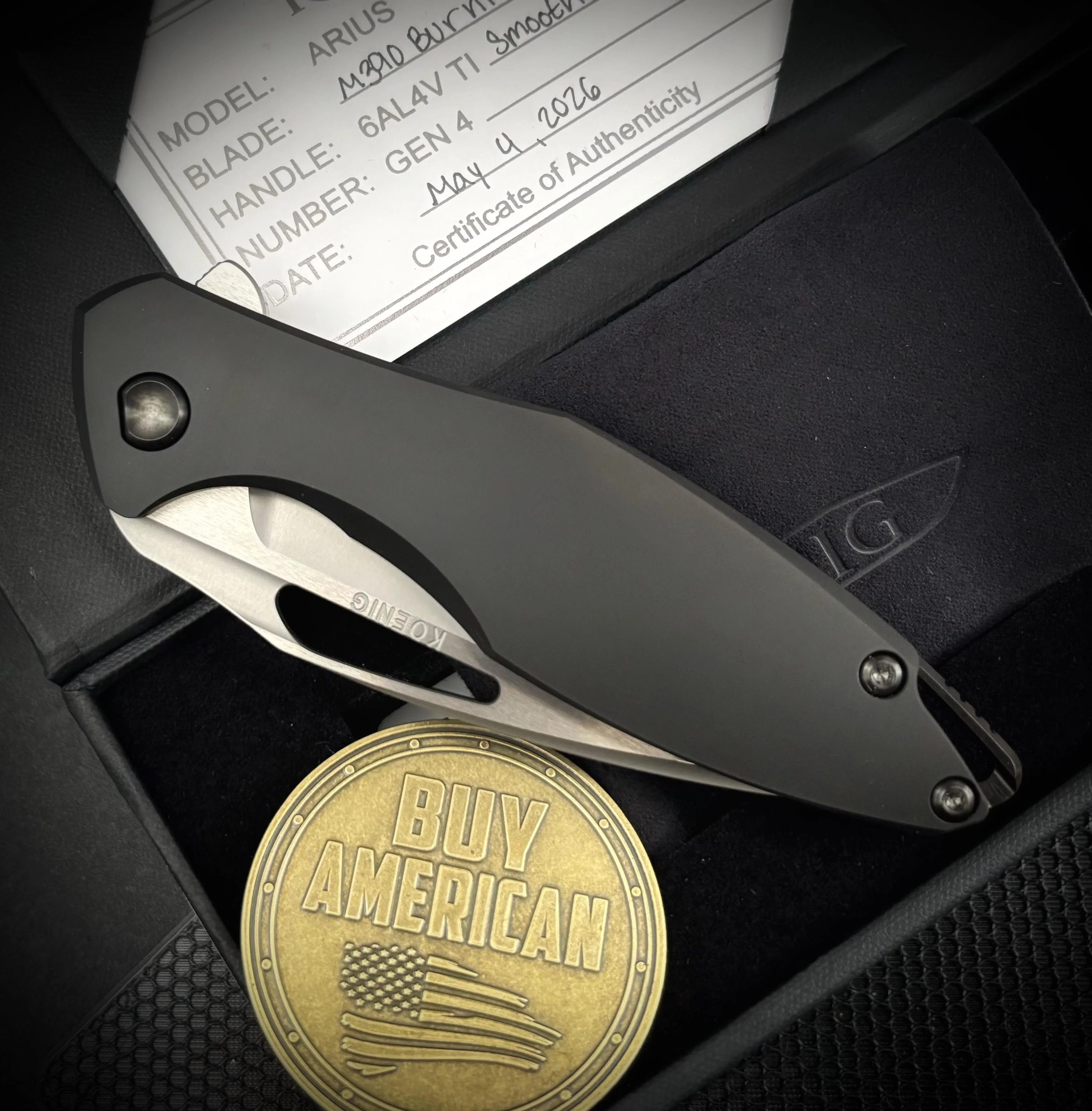 Arius Exclusive Flipper Black DLC Ti SW Polished Flats M390 - Image 3