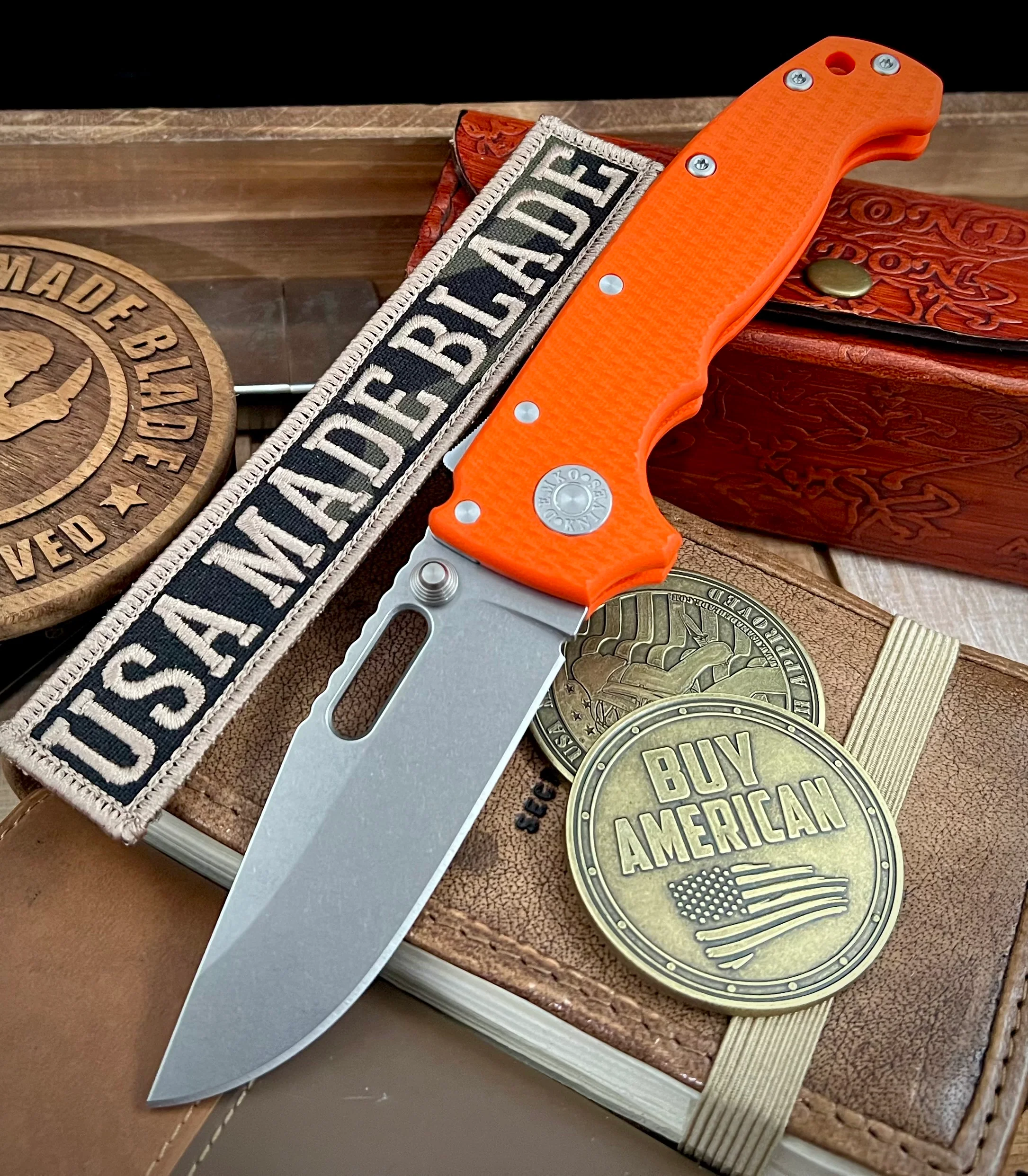 Demko Knives AD20 Slim Clip Point Orange G10 in Magnacut
