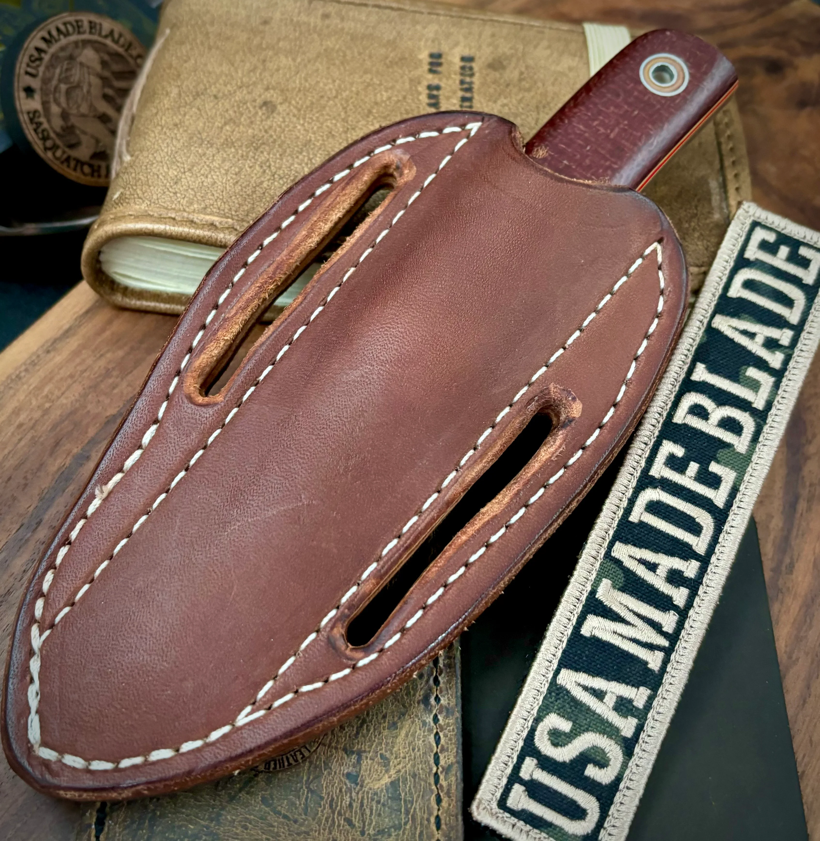 Fiddleback Forge Shaman Red Brick Burlap Micarta Tapered Tang A2 - Image 4