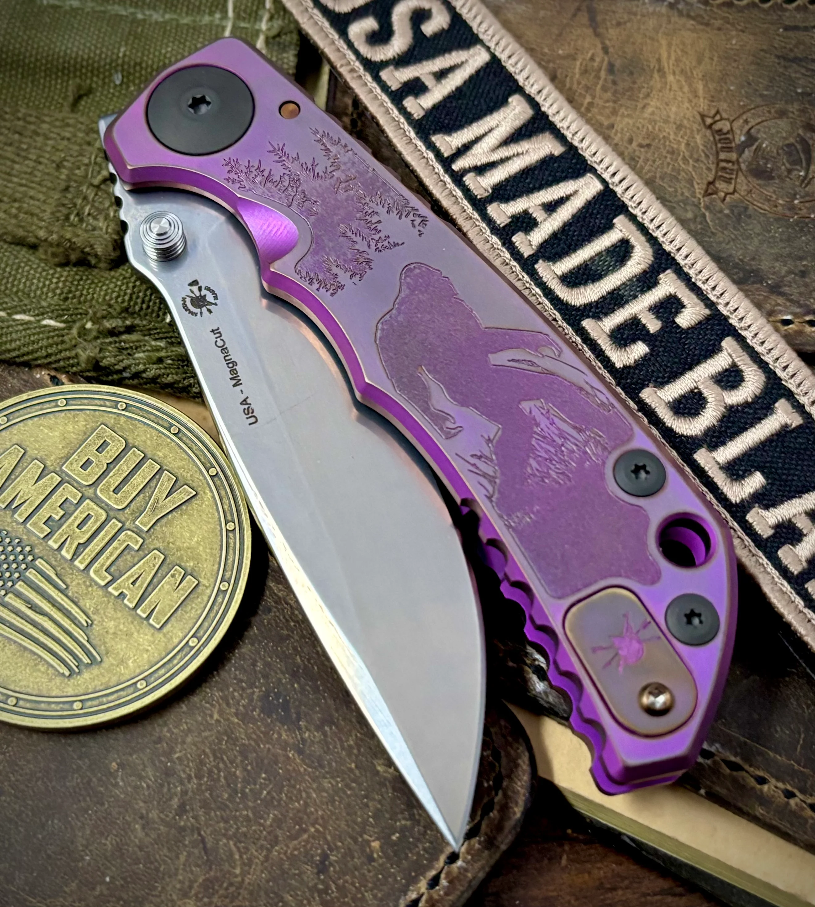 High Res Purple Spartan Blades Harsey Folder Special Edition Version 2 MAGNACUT Blade #66