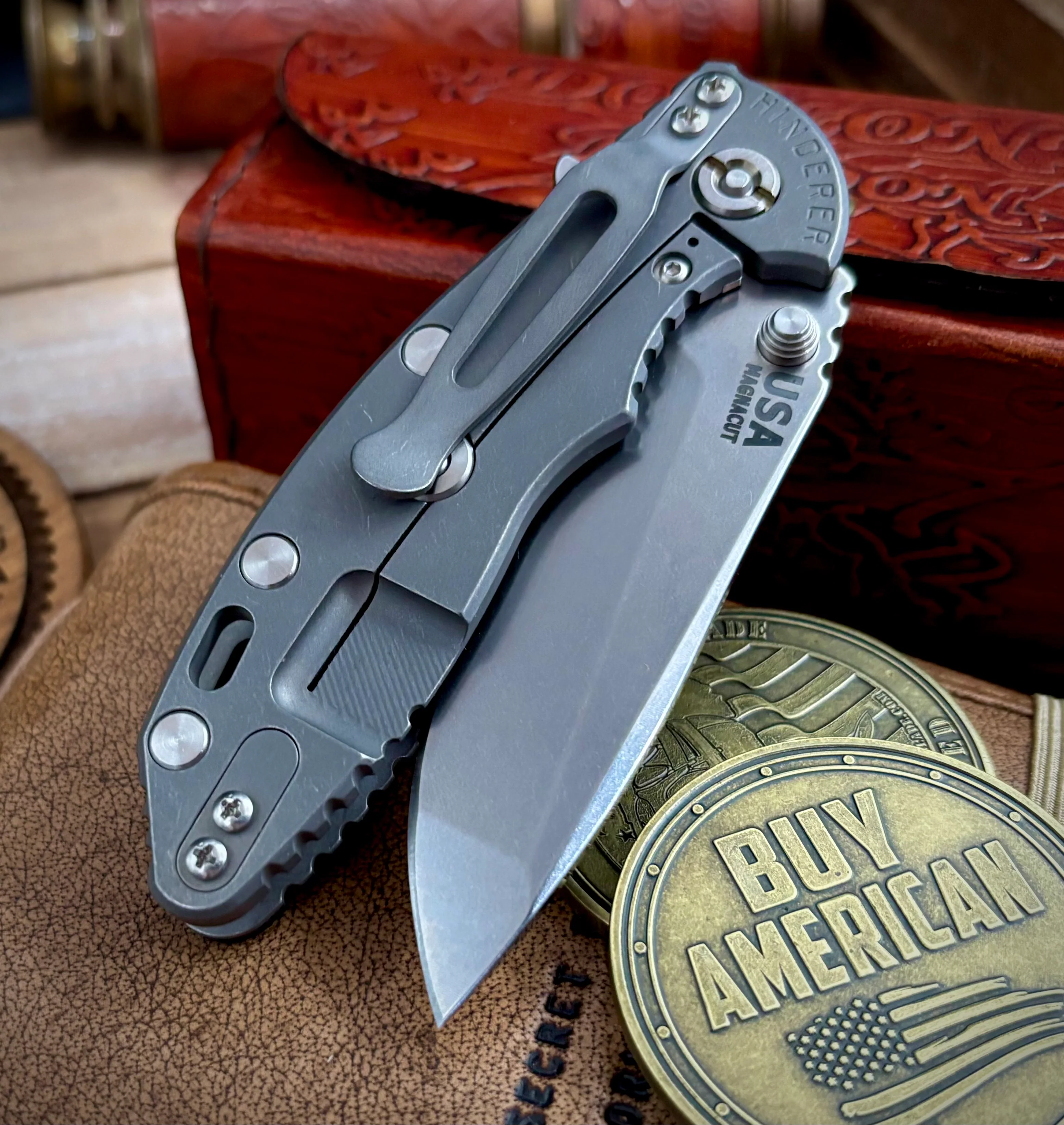 Hinderer XM-18 3.25 Spanto Black G10 Working Finish Ti and Stonewashed Magnacut Blade - Image 3