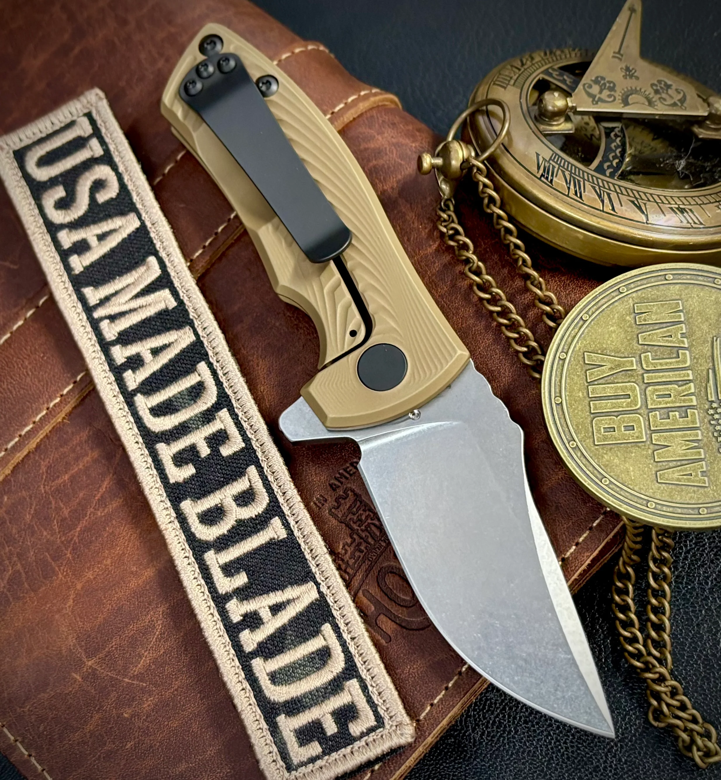 Les George ESV Flipper FDE DLC Morph Ti, S45VN Blade, Black DLC Hardware and Black DLC Pocket Clip - Image 3