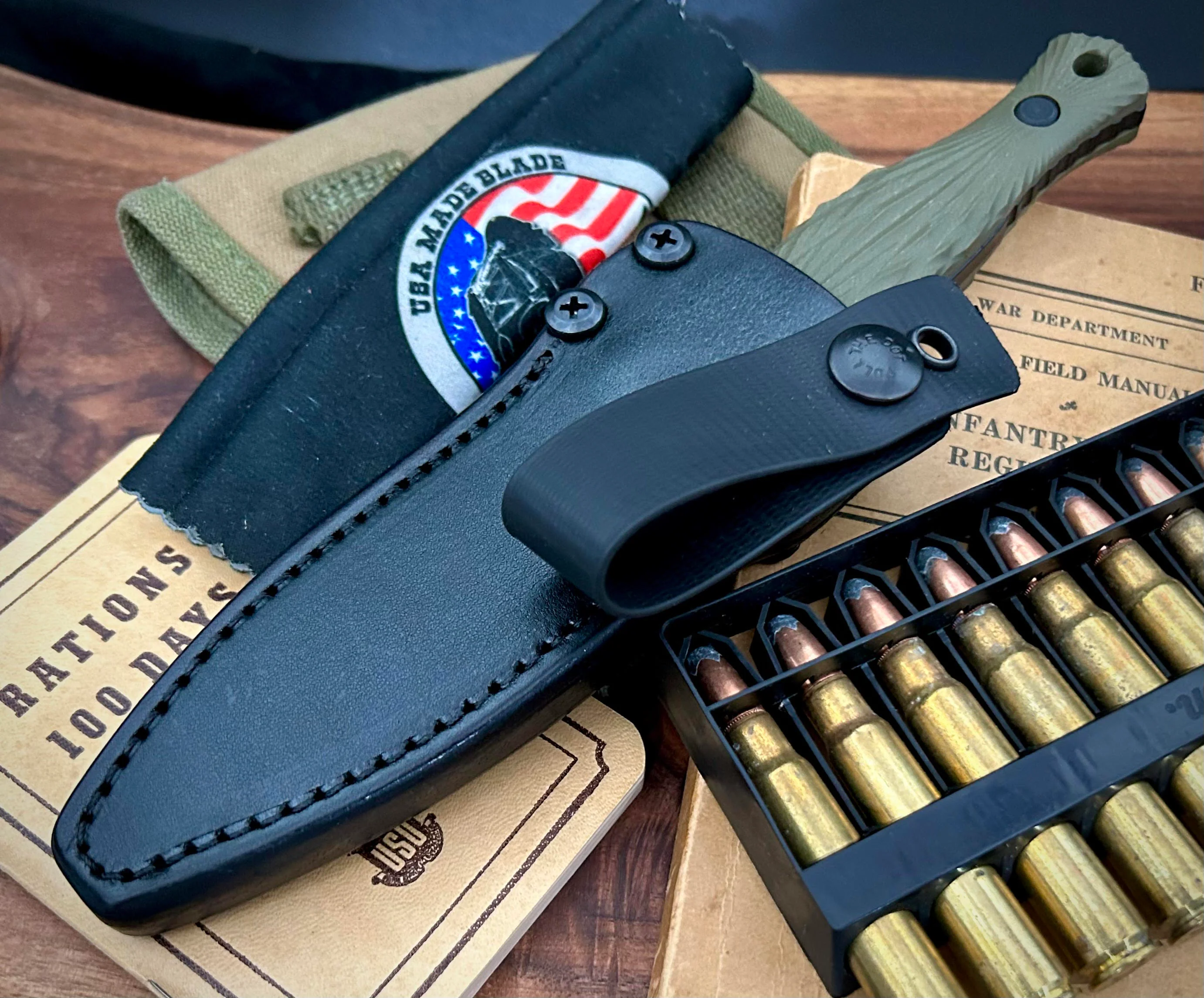 Les George Galvo with Green Tephra G10 Black Cerakote 3V Blade - Image 3
