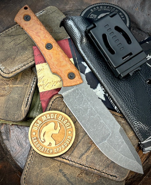 No7 Knife Company Hostile with Rock Pattern Natural Micarta and Dark Stonewashed Nitro-V Steel - Image 2