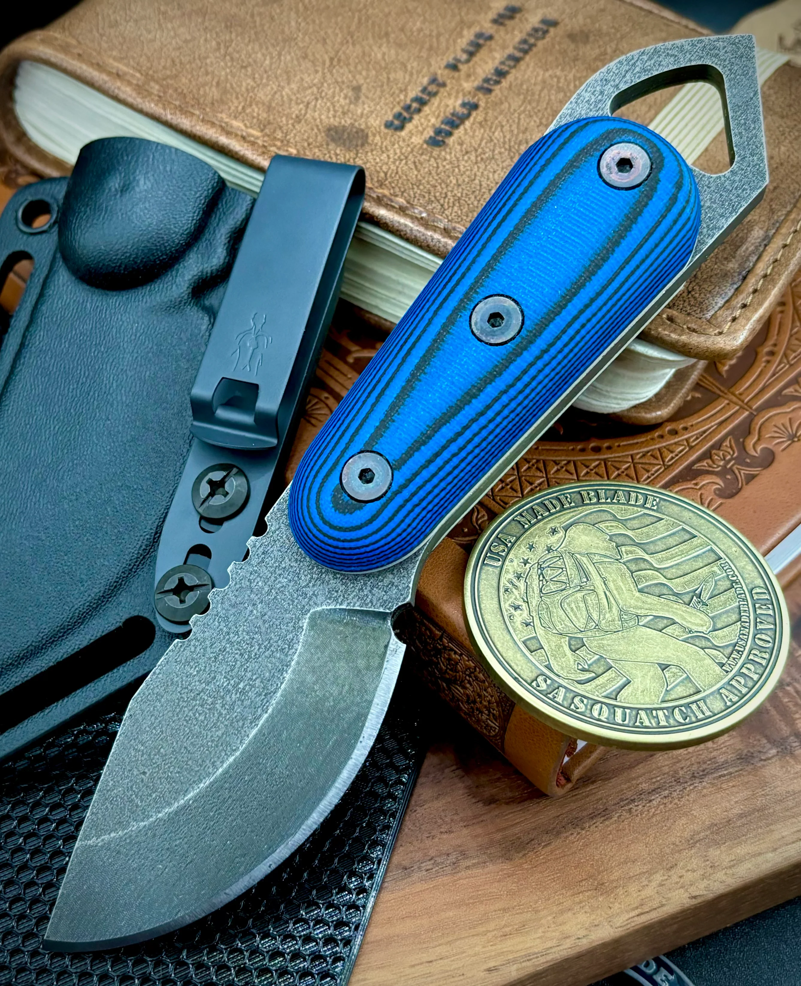 Shed Knives Skur with Atlantic Blue/Black G10 Handles and 154-CM Steel