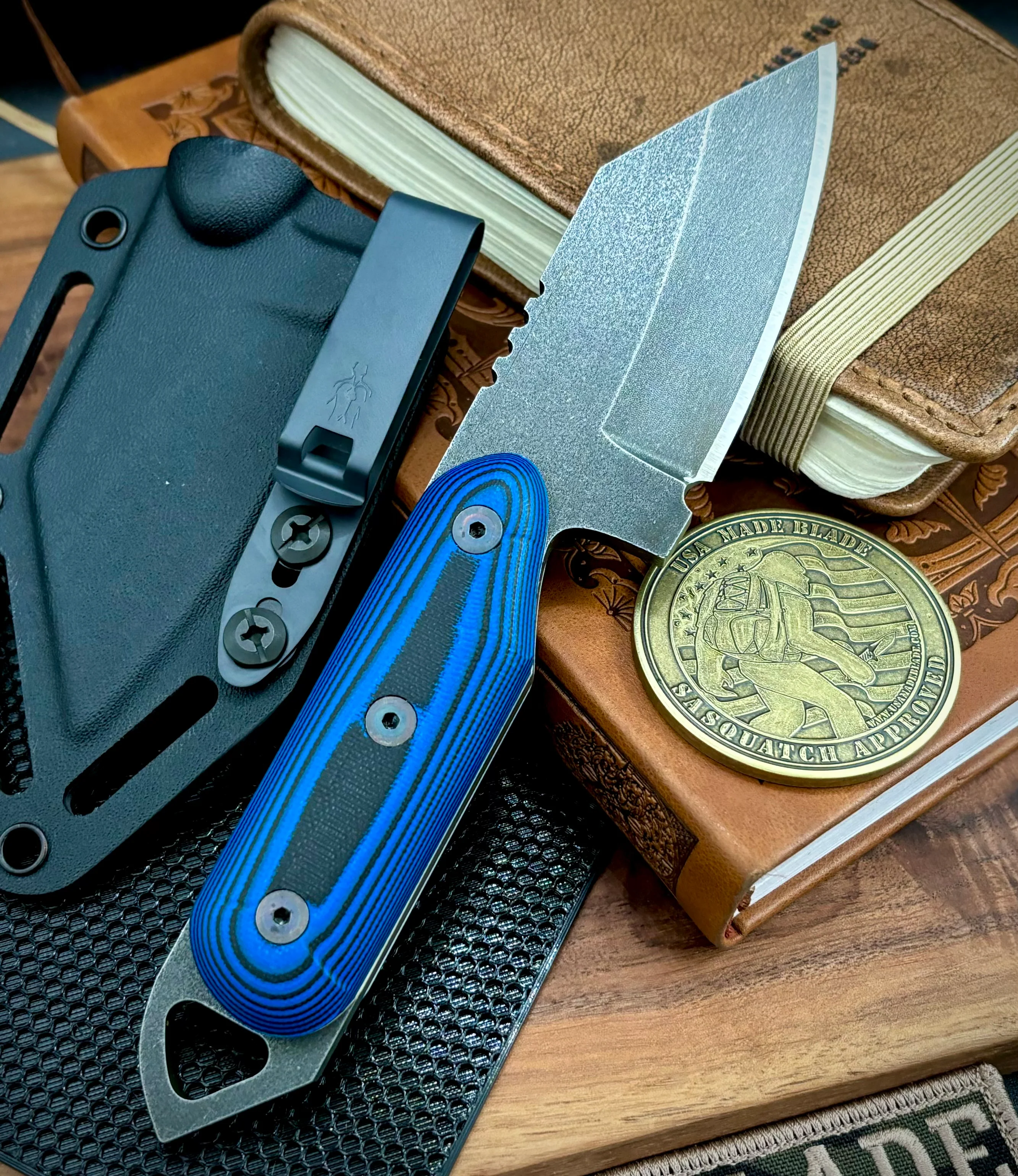 Shed Knives U.S. Tanto with Blue/Black G10 Handles and 154-CM Steel - Image 2