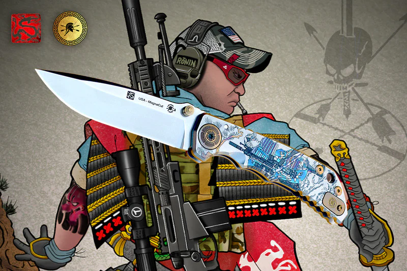 Spartan Blades Harsey Folder Ronin Tactics Long Gunner Edition MAGNACUT Stonewashed Blade - Image 5