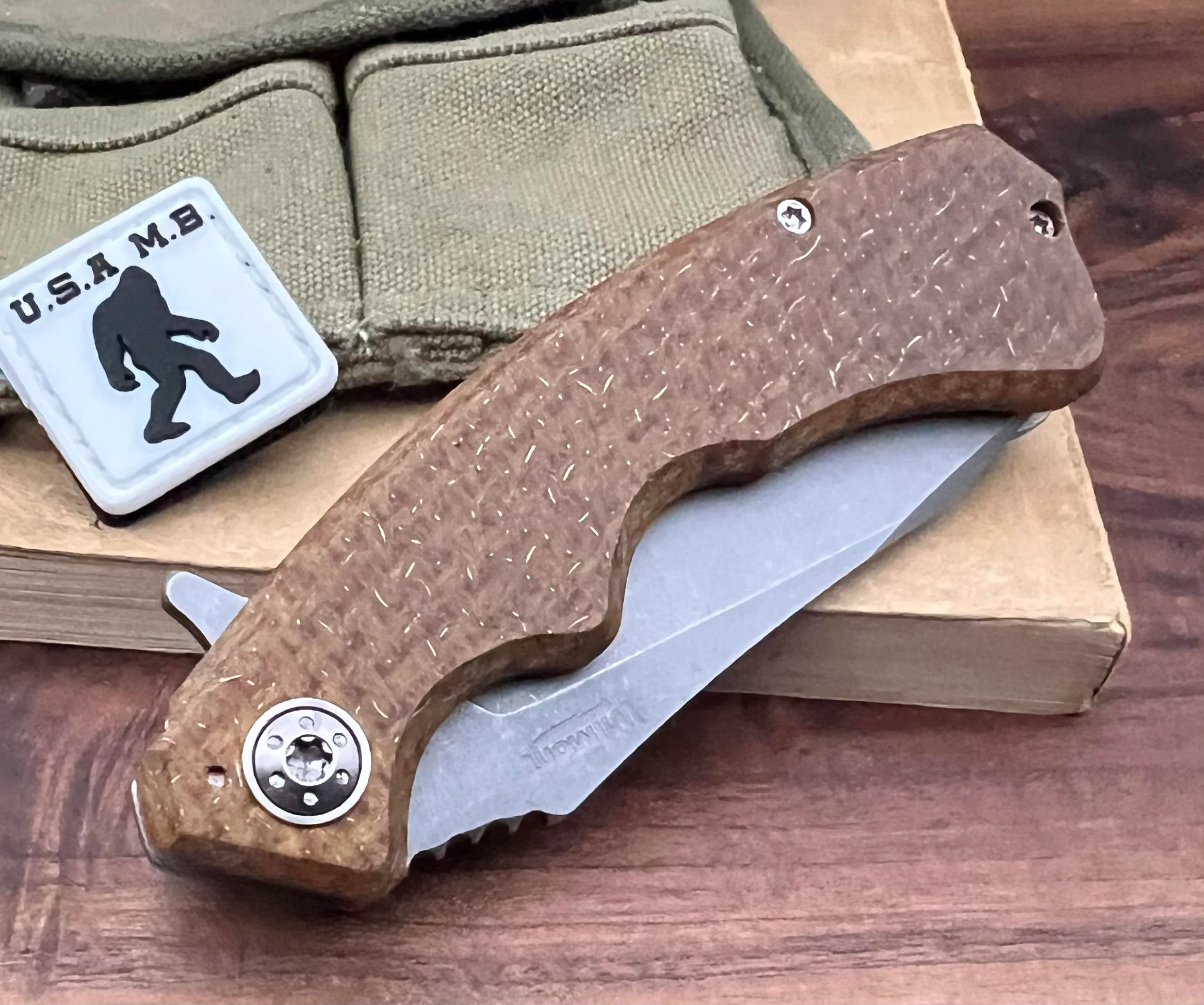Wilmont Knives Mini PRSA Thunderstorm Kevlar with Gold Wire Ti Framelock Ti Hardware S35VN Blade - Image 3