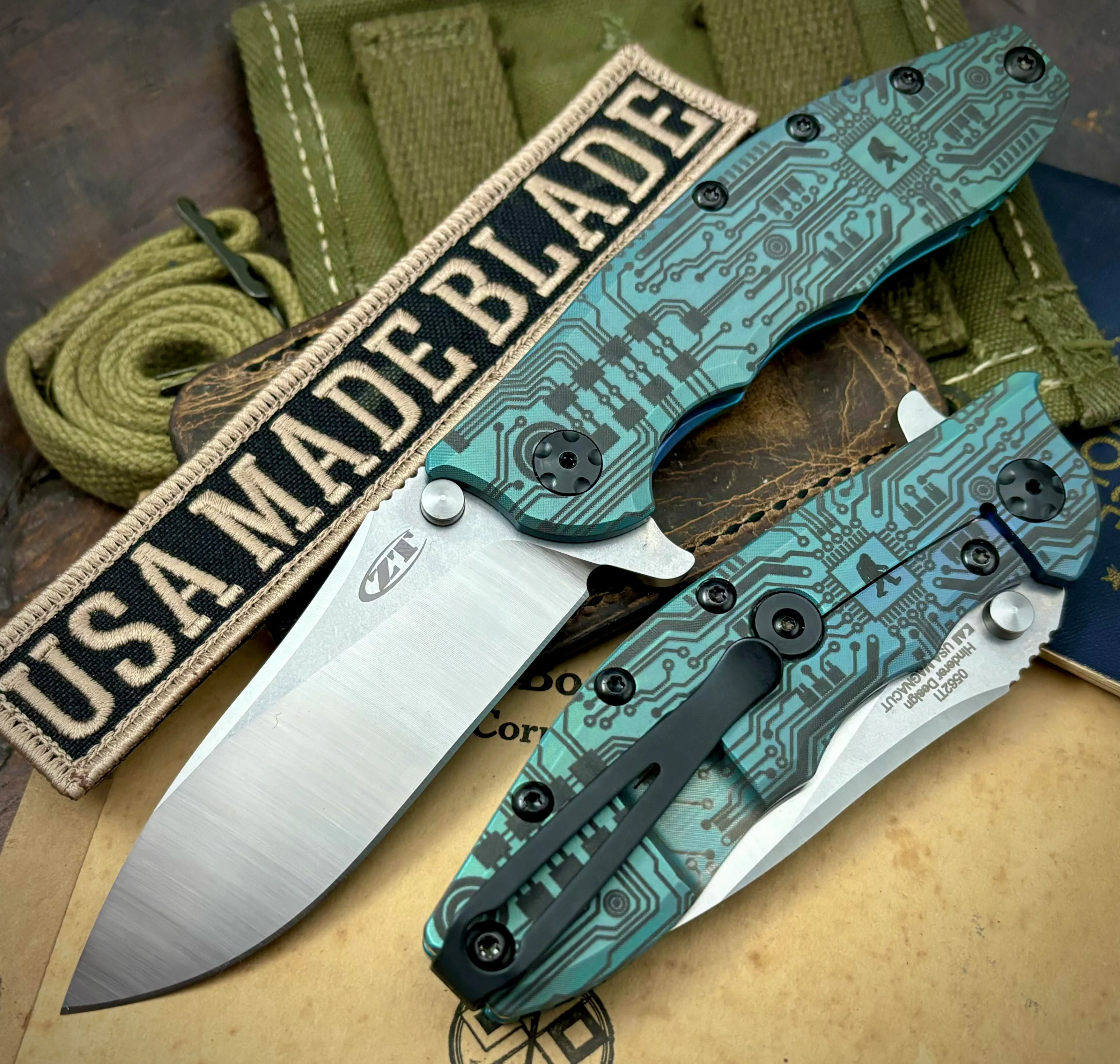 ZT0562TI Full Ti with Anodized Engraved Circuit Squatch and Magnacut Blade - Image 2