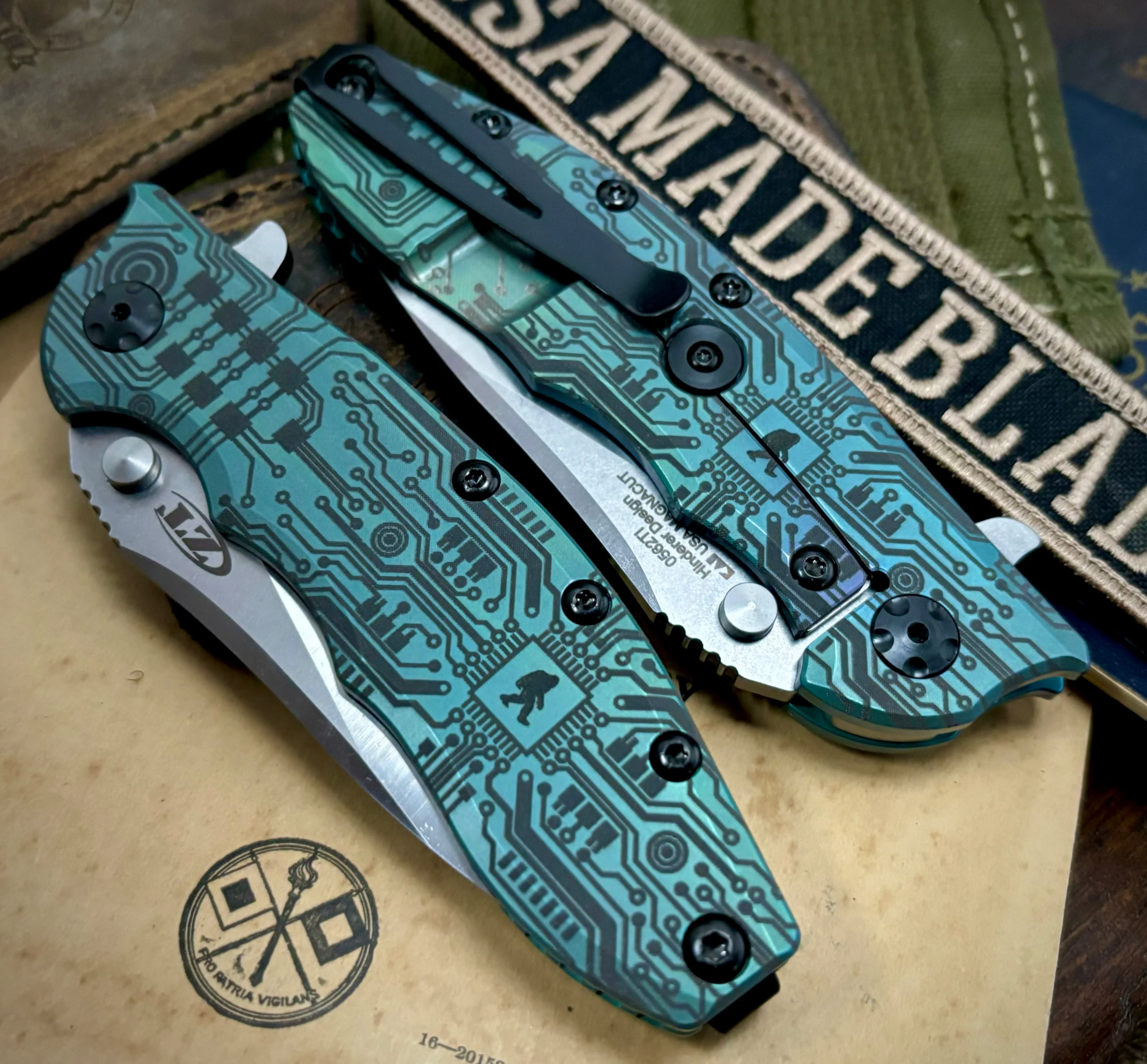 ZT0562TI Full Ti with Anodized Engraved Circuit Squatch and Magnacut Blade - Image 3