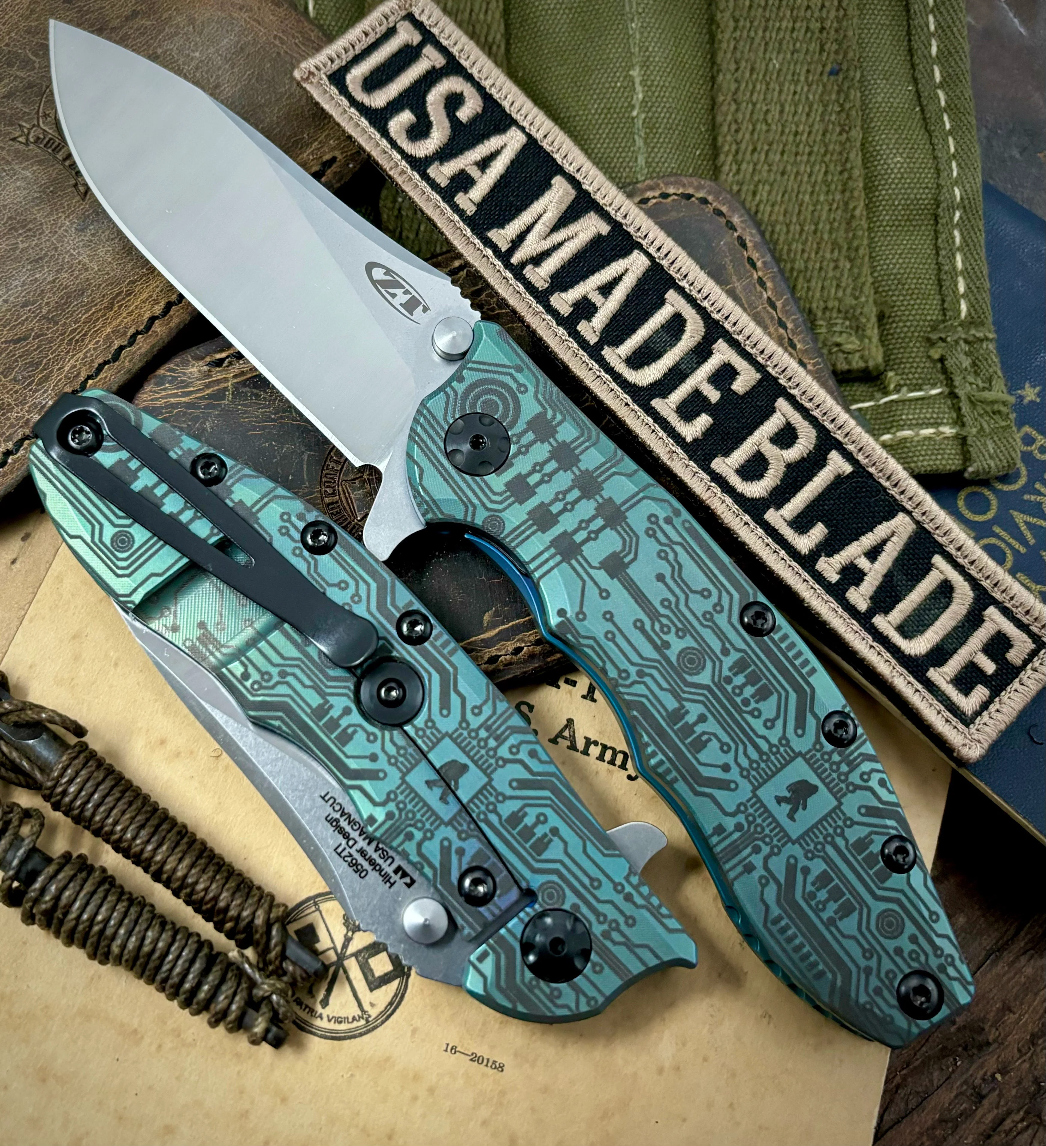 ZT0562TI Full Ti with Anodized Engraved Circuit Squatch and Magnacut Blade - Image 4